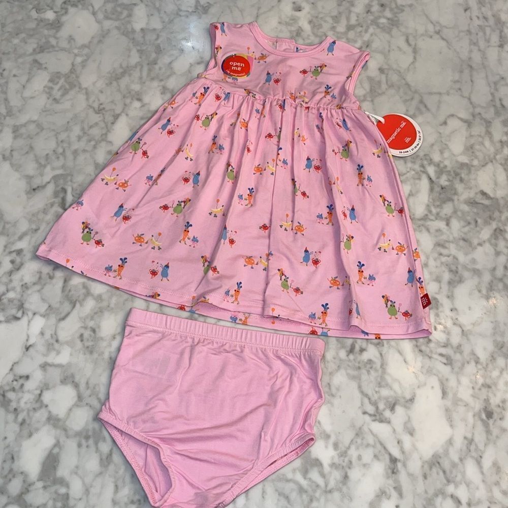 NWT MAGNETIC ME MODAL BEET DRESS & BLOOMER SET 18/24M